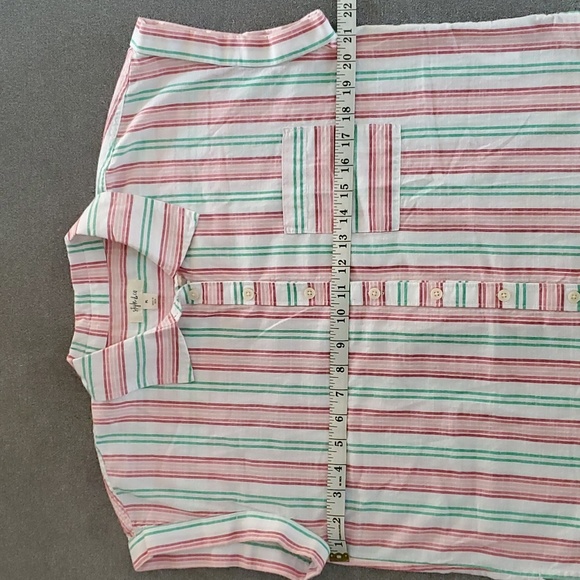 STYLE & CO Striped 100% Cotton Button Down Collared Top SIZE: PETITE LARGE - Picture 8 of 12